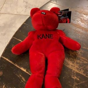 WWF Attitude BEARS KANE red beanbag plush Bear w/Tag